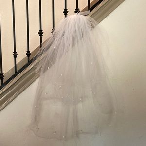 3 tier tulle veil with ribbon flowers Wedding Bridal Bride